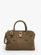 Satchel S Equestre Croco Leather Etrier Beige equestre croco EEQC142S