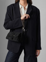 Sac Bandouli�re S Agnes Cuir Velours Etrier Noir agnes EAGV205S-vue-porte